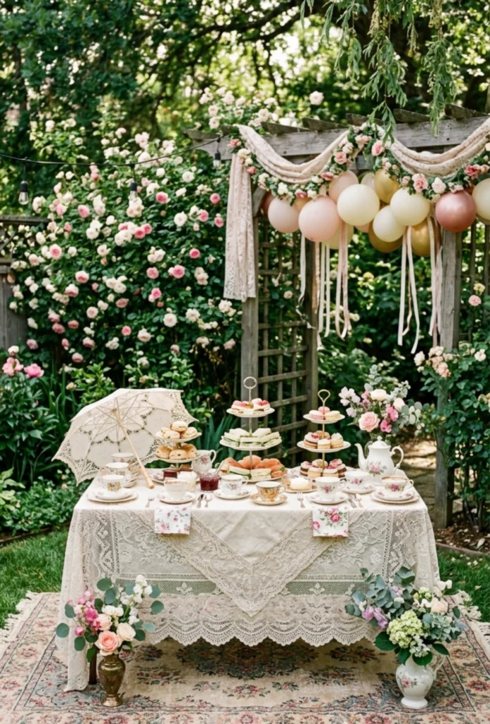 Vintage Tea Party Backyard Setup