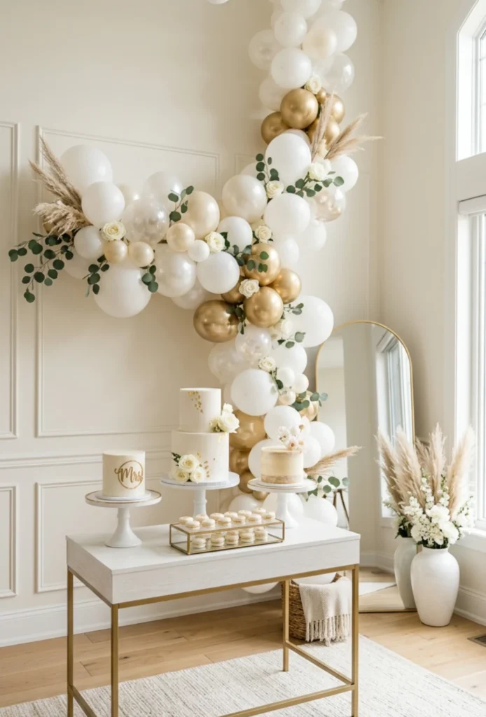 White and Gold Minimal Dessert Setup