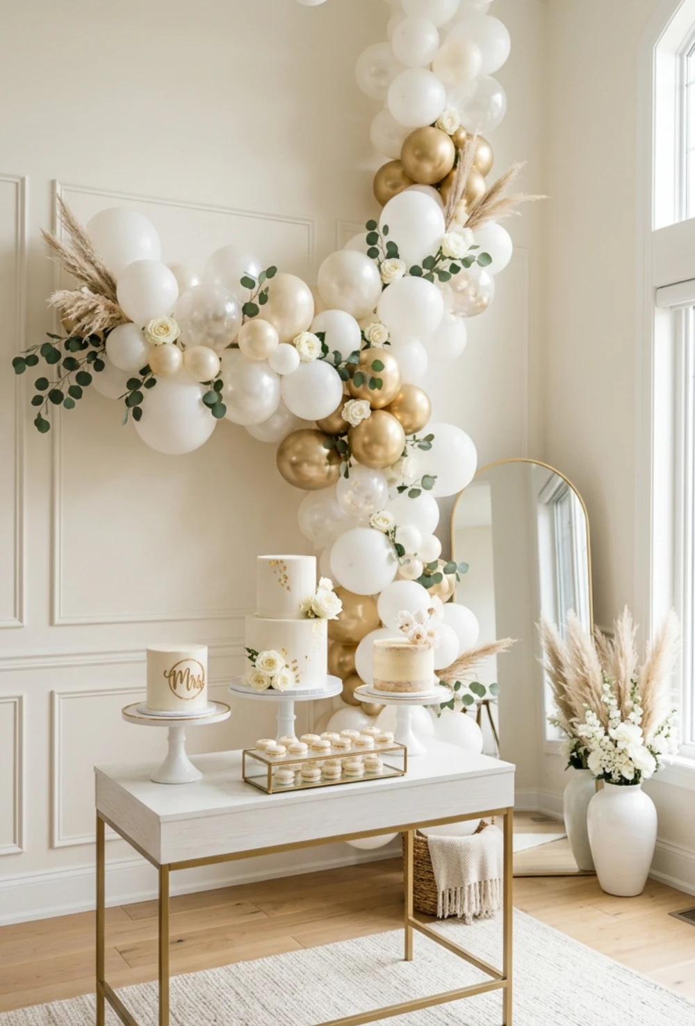 White and Gold Minimal Dessert Setup