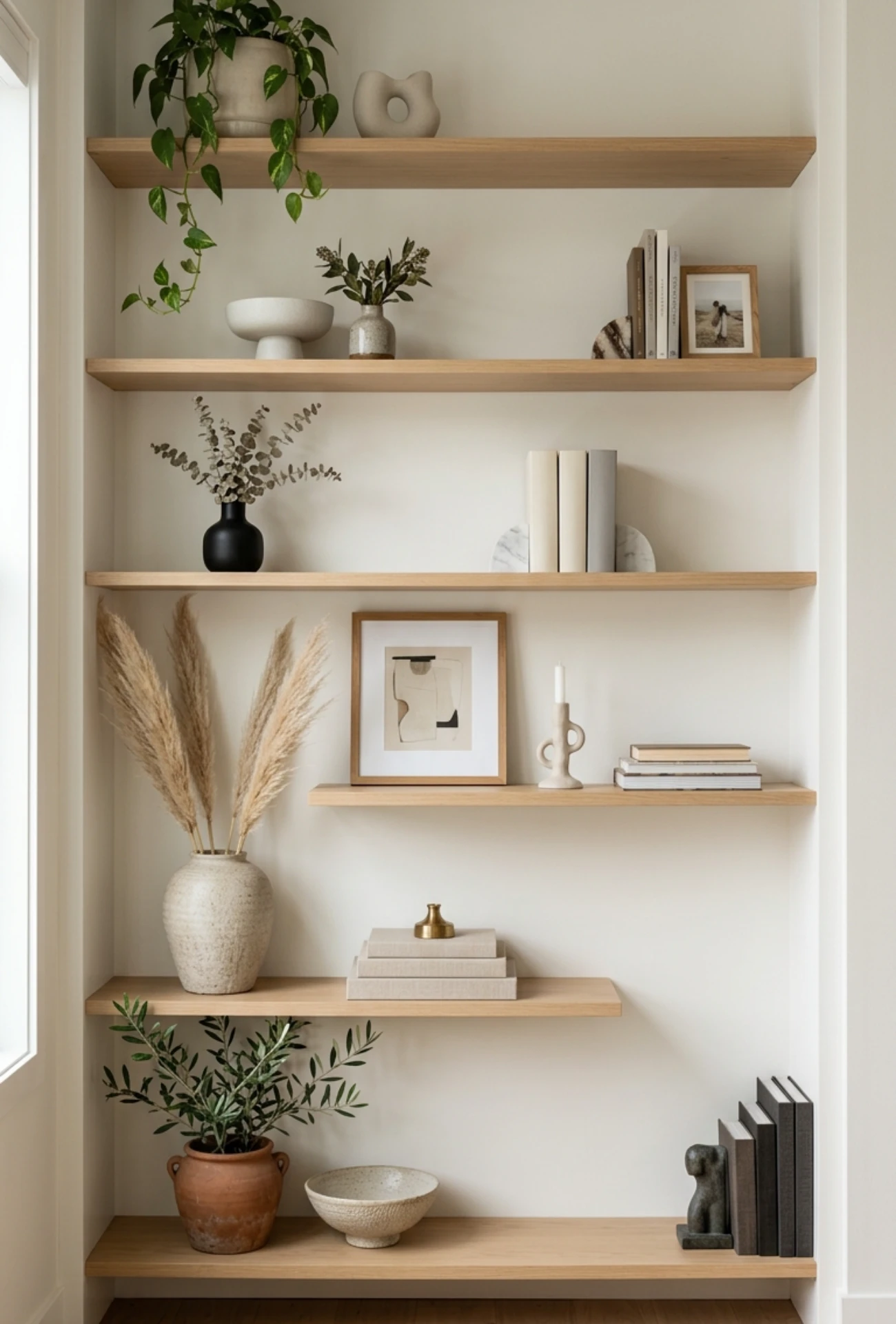 Asymmetrical Shelf Arrangements for Modern Appeal