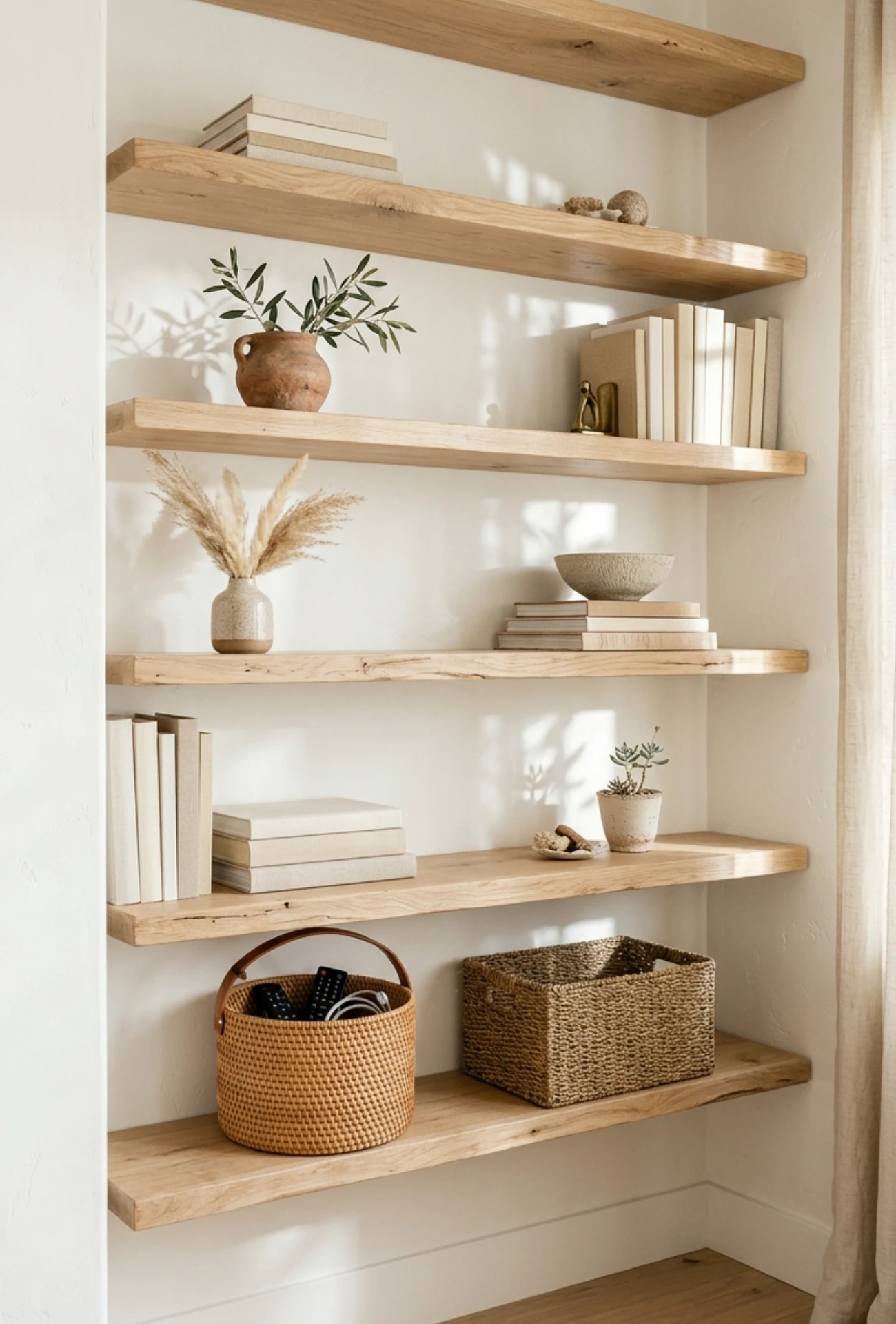 Basket Storage on Bookshelves