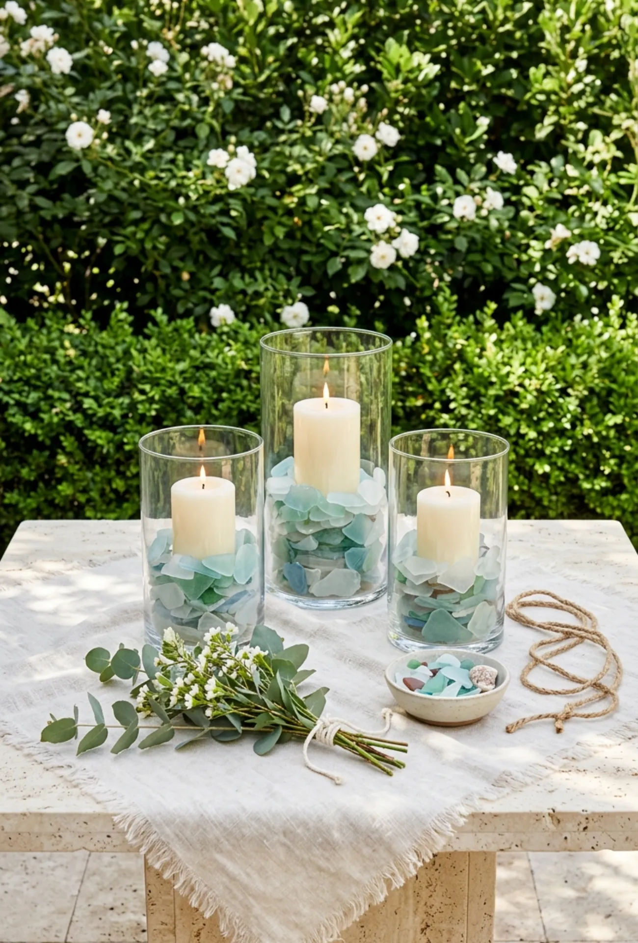 Beach Glass Candle Holders