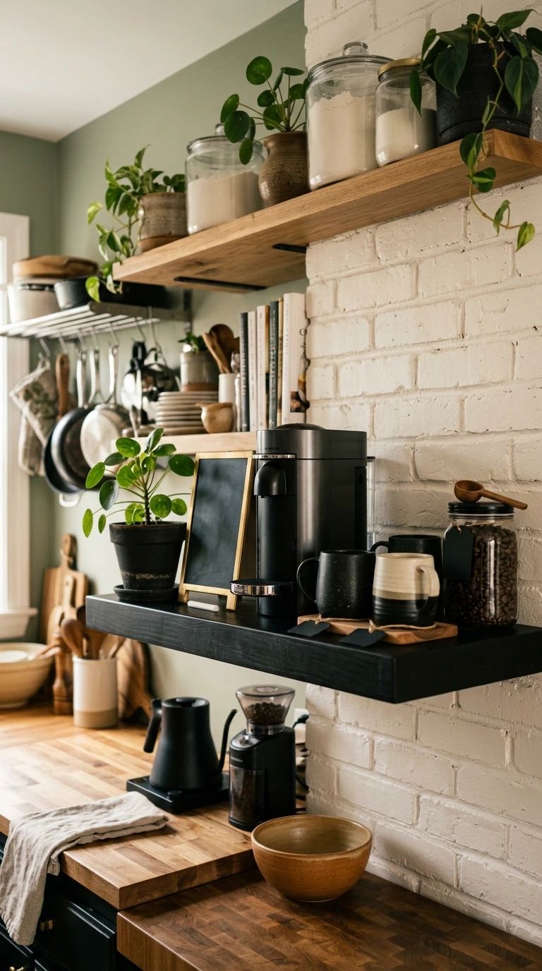 Black Coffee Station Shelf Setup
