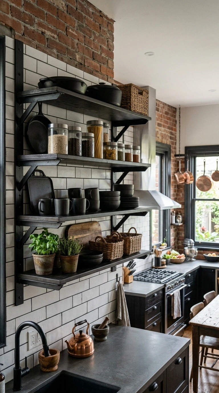 Black Metal Industrial Open Shelves
