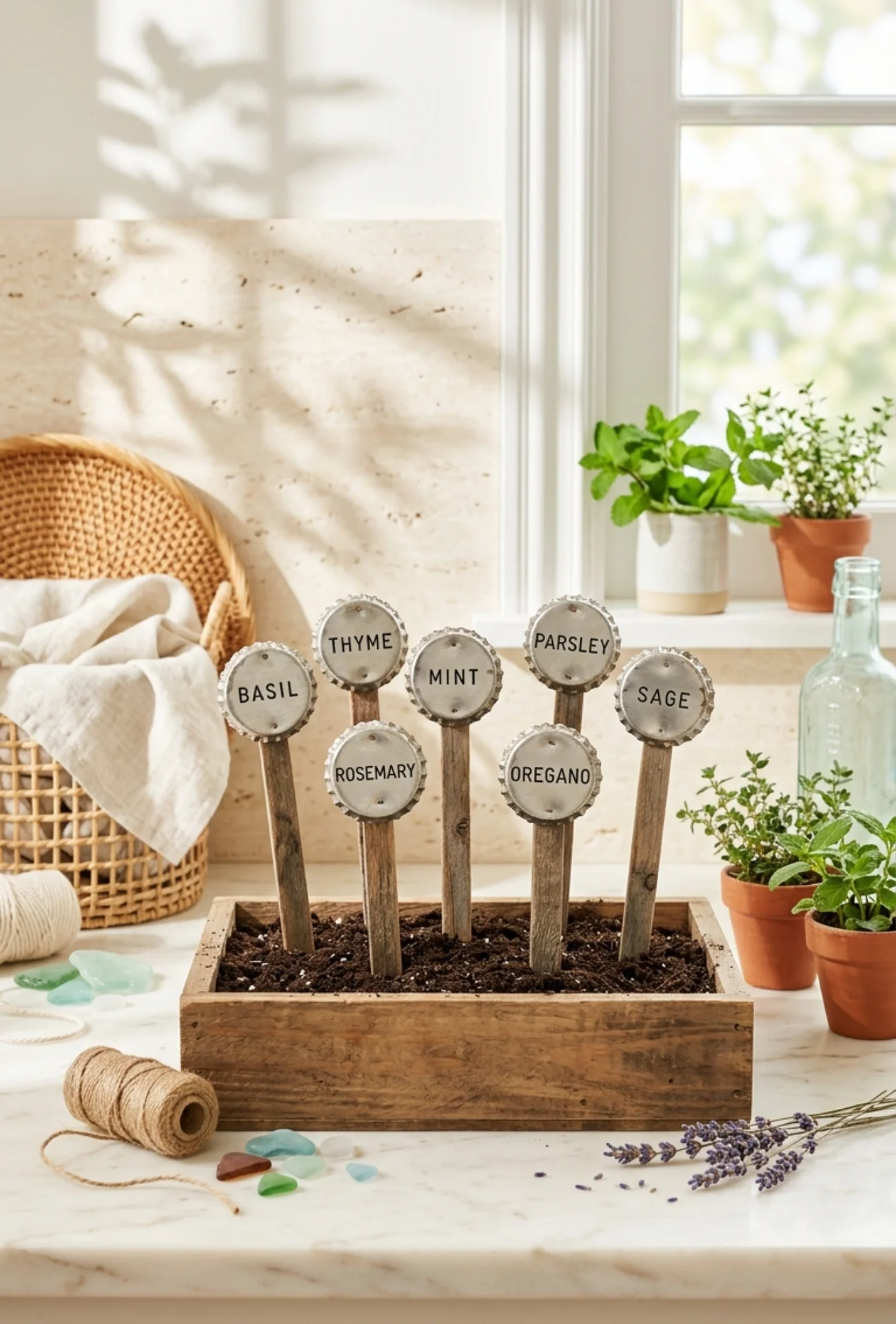 Bottle Cap Summer Garden Markers