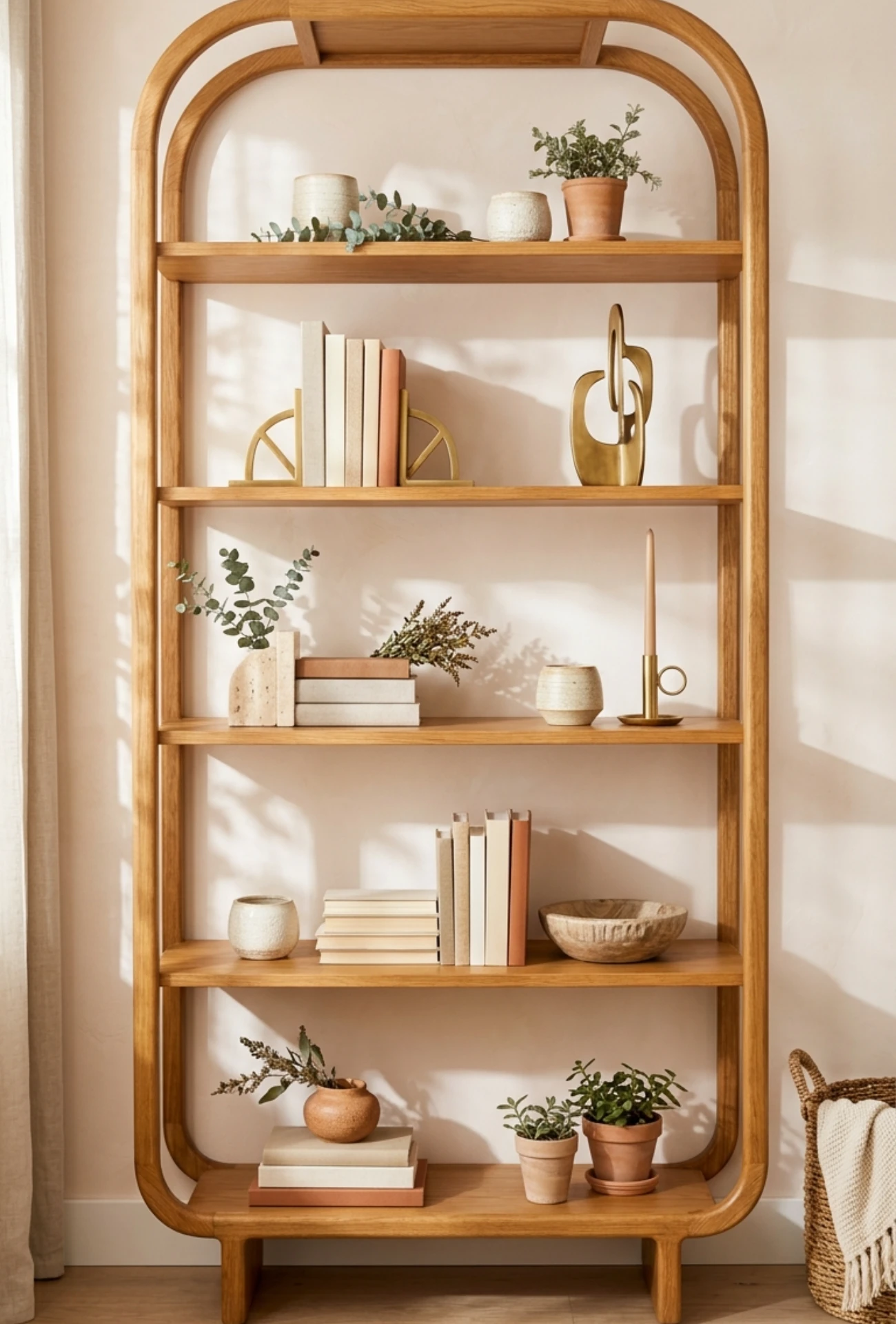 Brass Accent Bookshelf Decor
