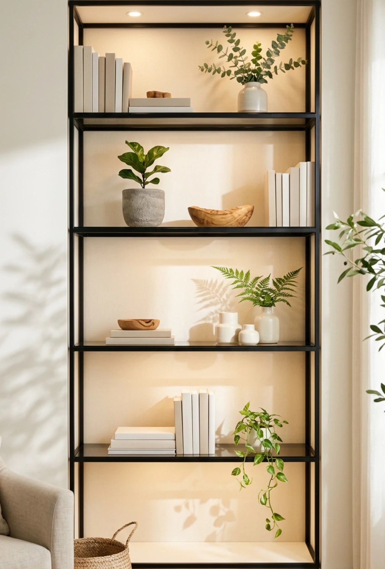 Built-In Shelf Niches with Recessed Lighting