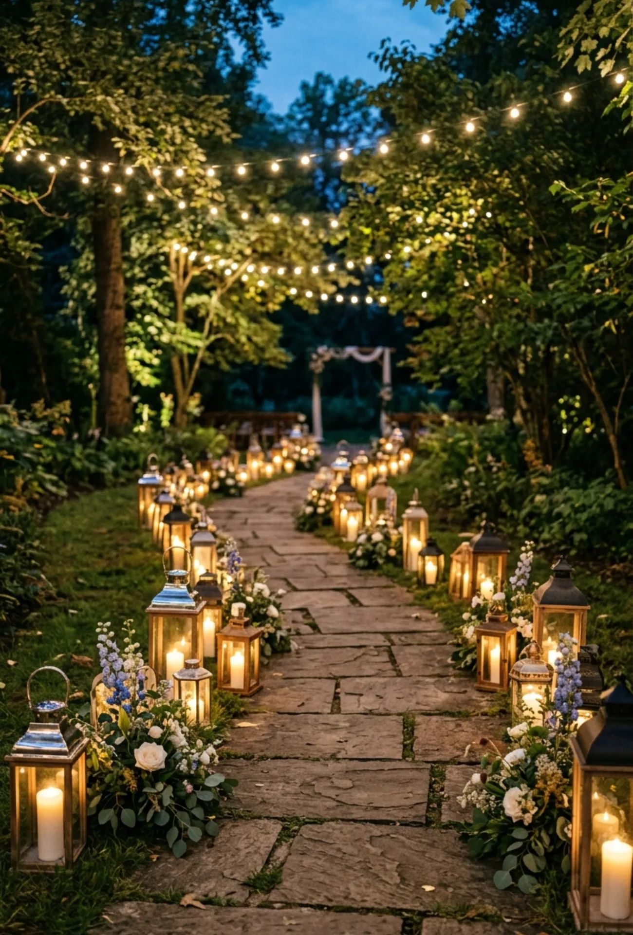 Candle Filled Lantern Pathway Lighting