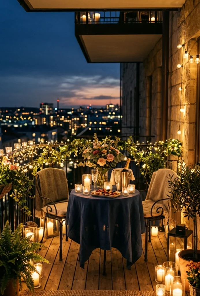 Candlelit Balcony Engagement Celebration