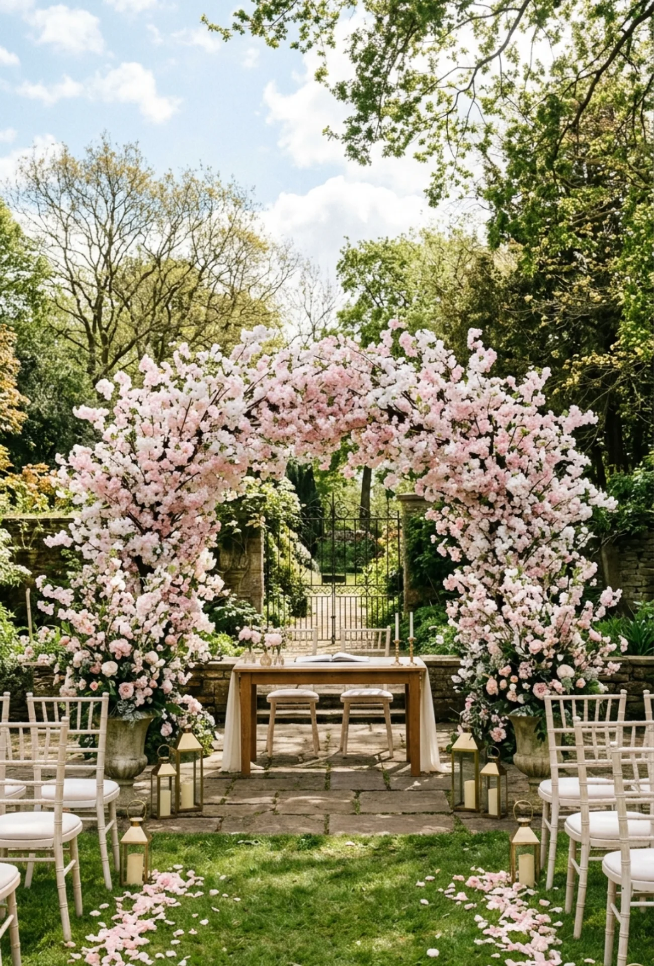 Cherry Blossom Inspired Ceremony Backdrop
