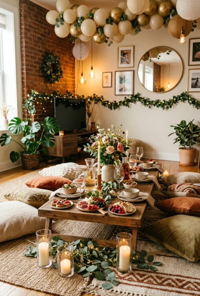 Cozy Indoor Floor Picnic Celebration