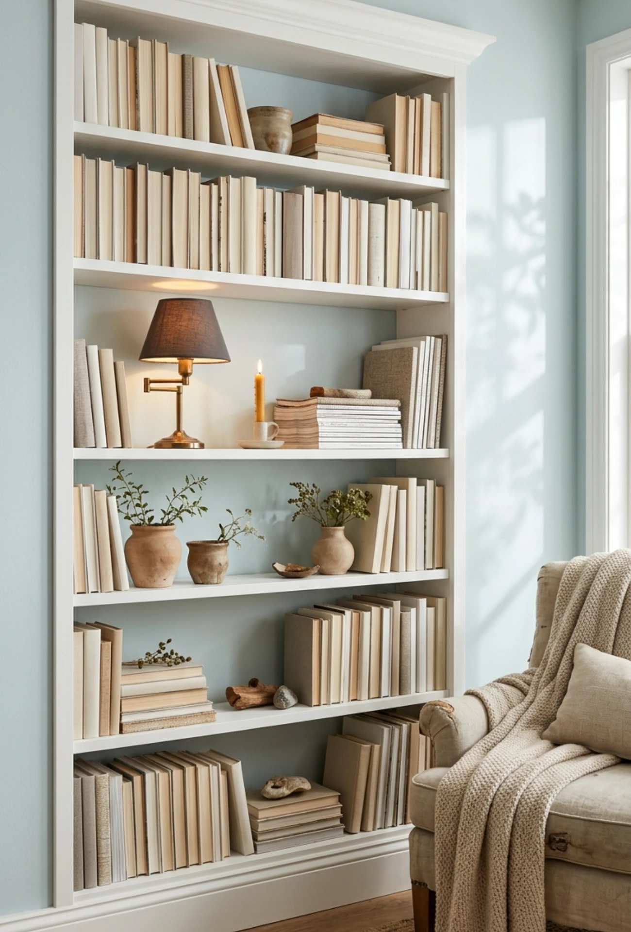 Cozy Library Style Bookshelves