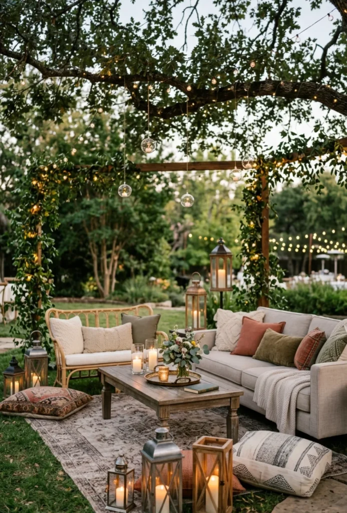 Cozy Lounge Corners with Outdoor Sofas and Lanterns