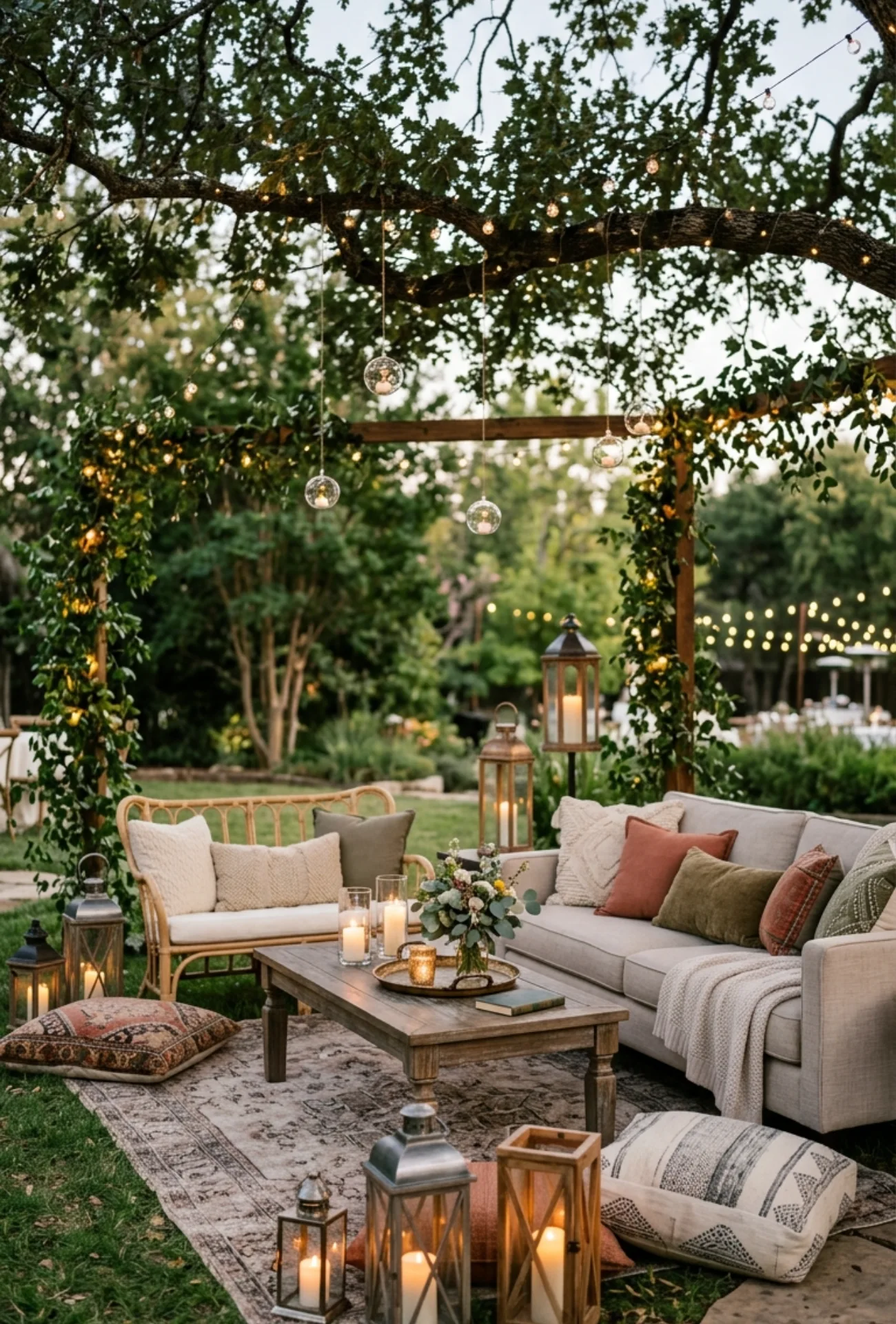 Cozy Lounge Corners with Outdoor Sofas and Lanterns