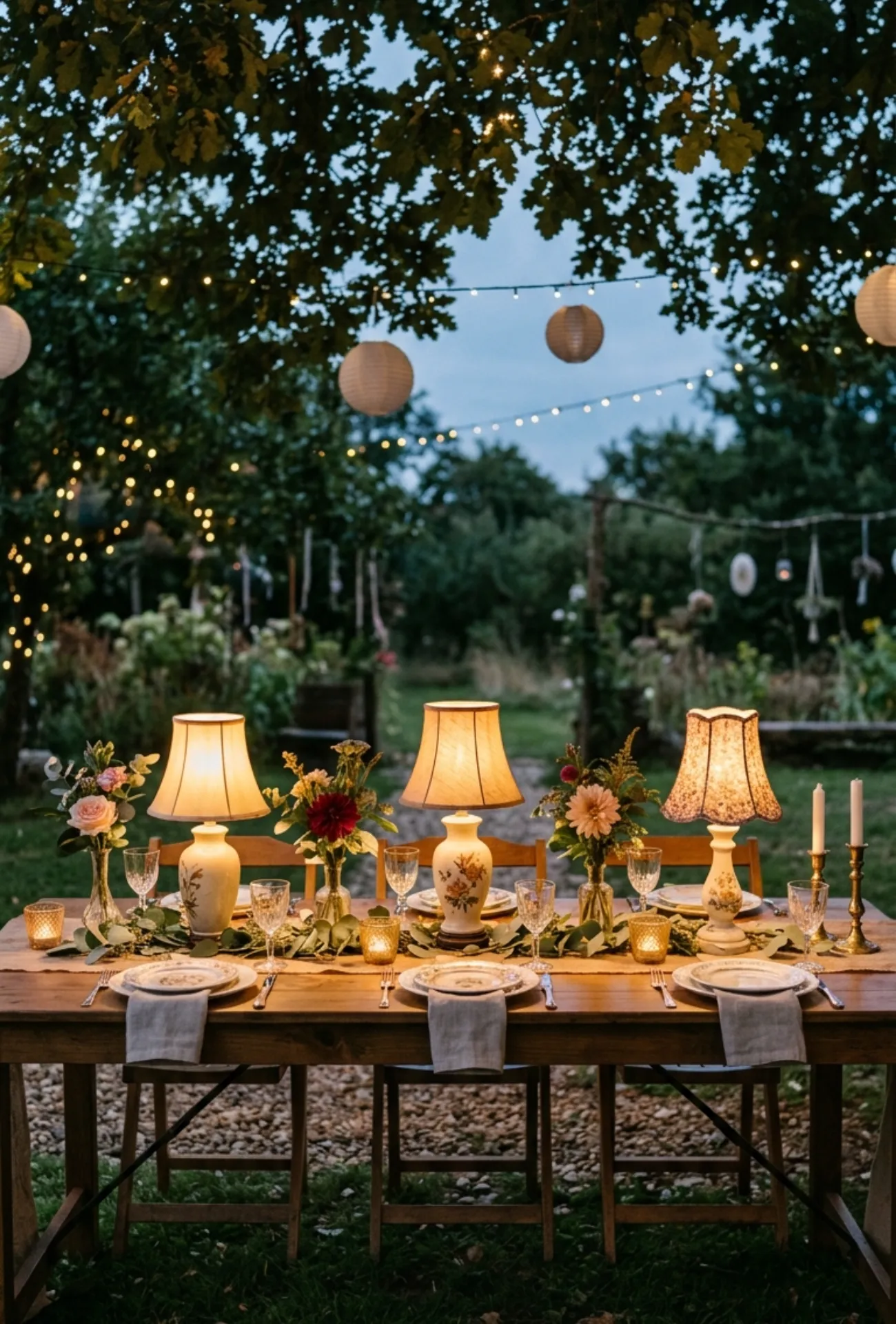 Cozy Table Lamp Centerpieces for Reception Tables