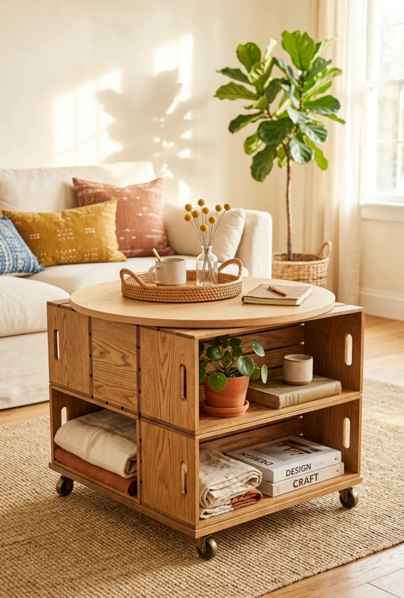 Crate Storage Coffee Table Hack