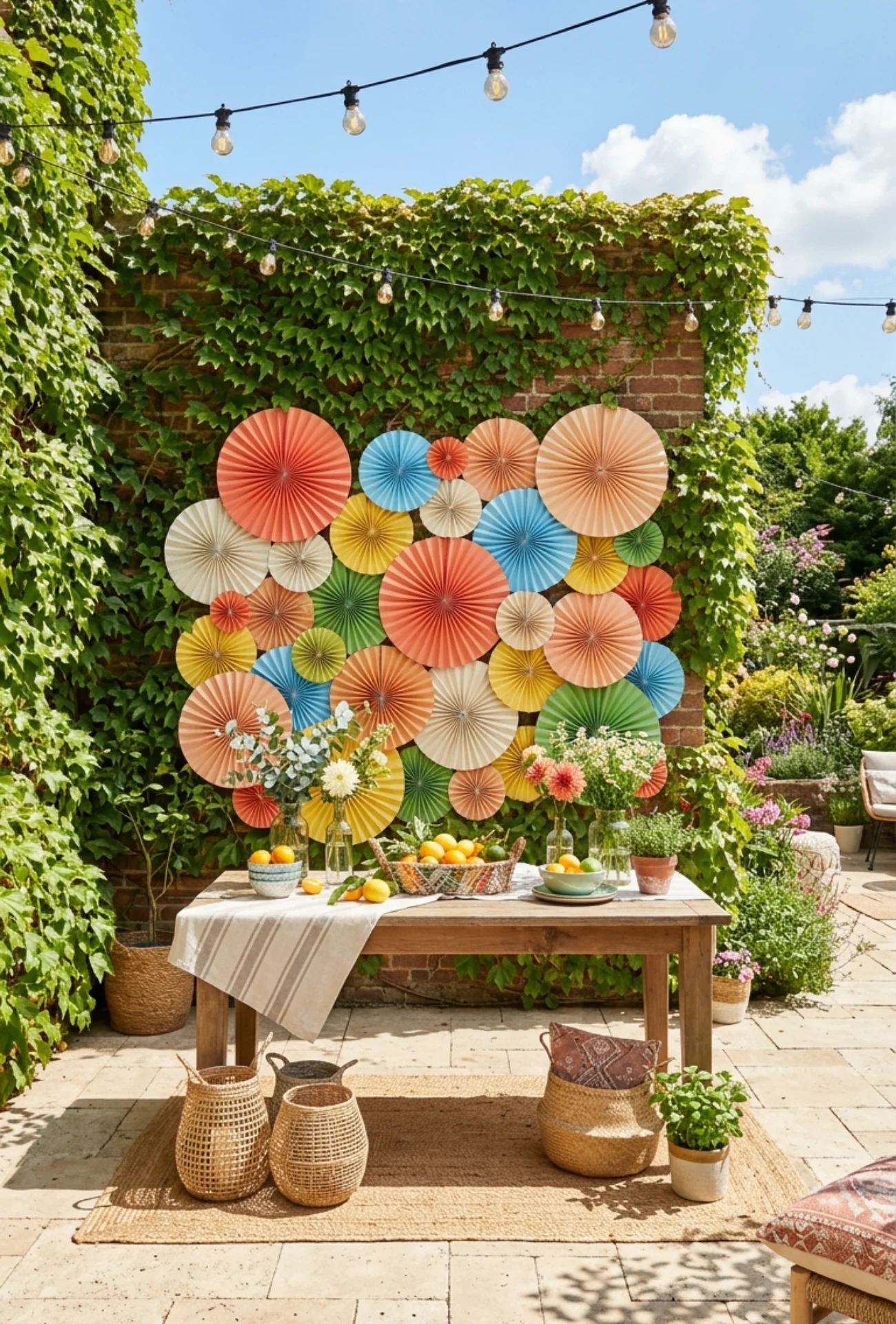DIY Paper Fan Wall Backdrop
