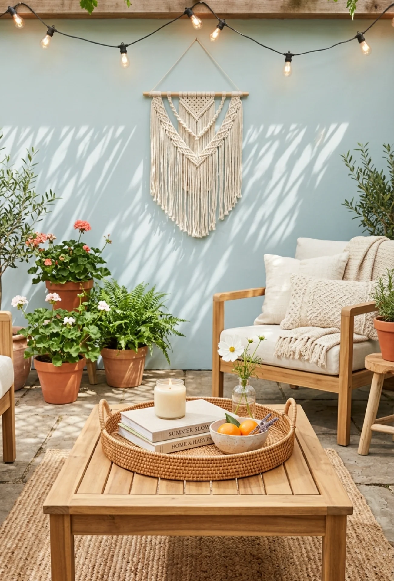 DIY Rattan Tray Coffee Table Styling