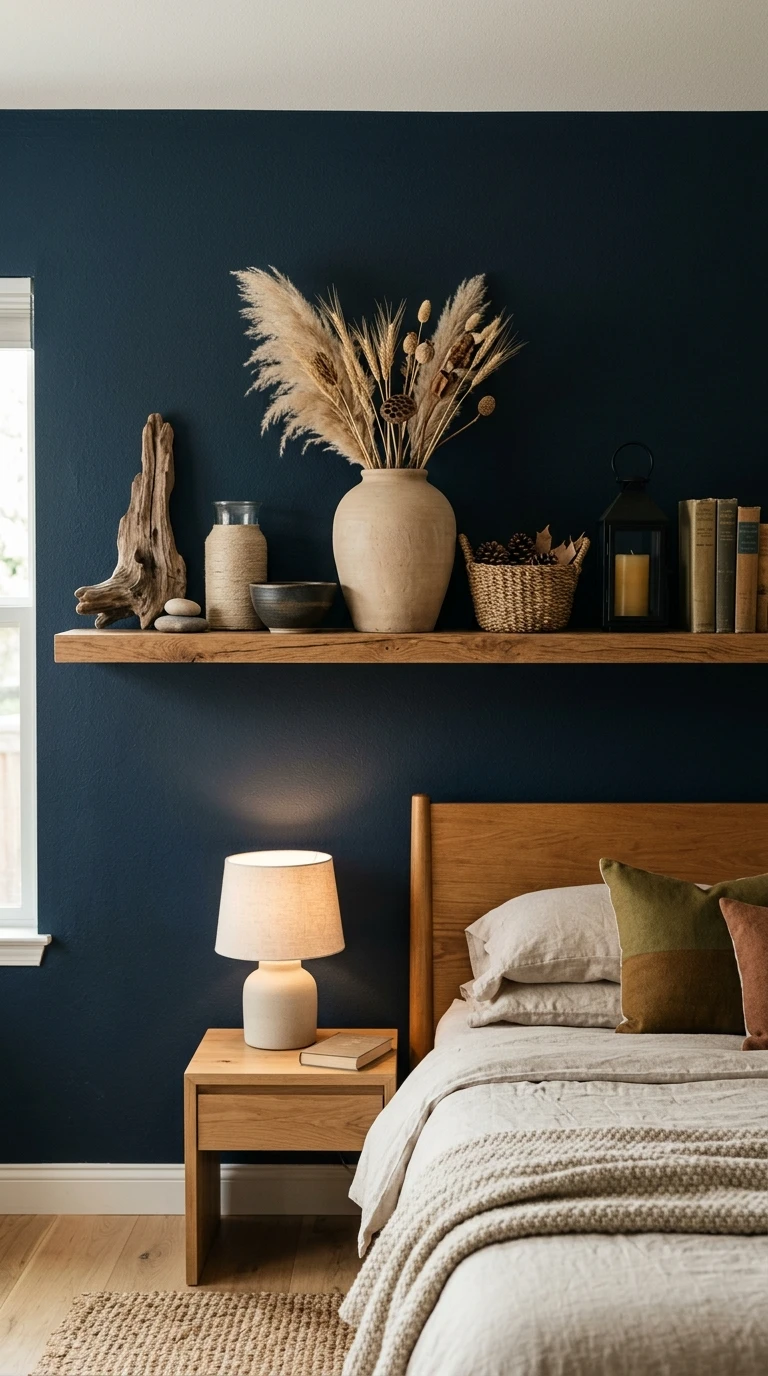 Earthy Organic Shelf Styling with Natural Materials