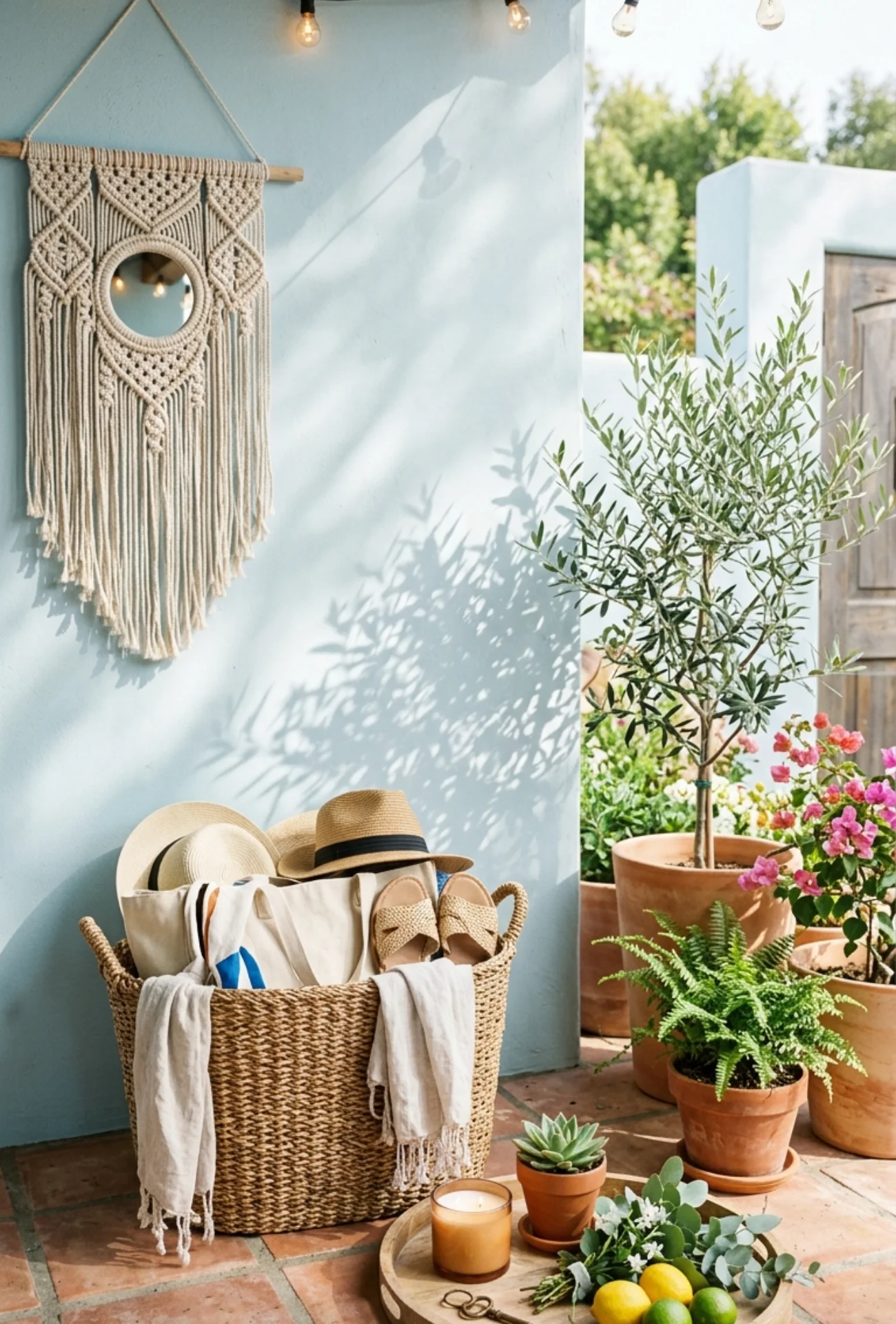 Easy Summer Entryway Basket Station