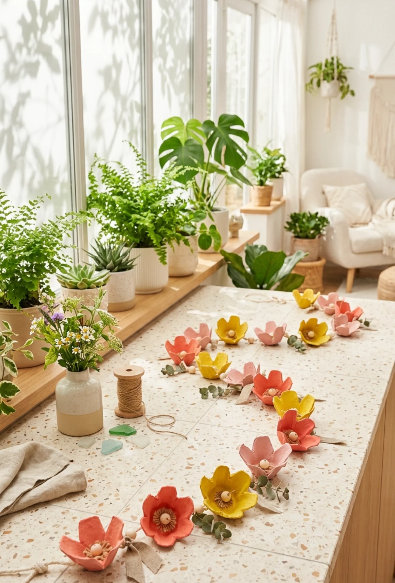 Egg Carton Summer Flower Garland