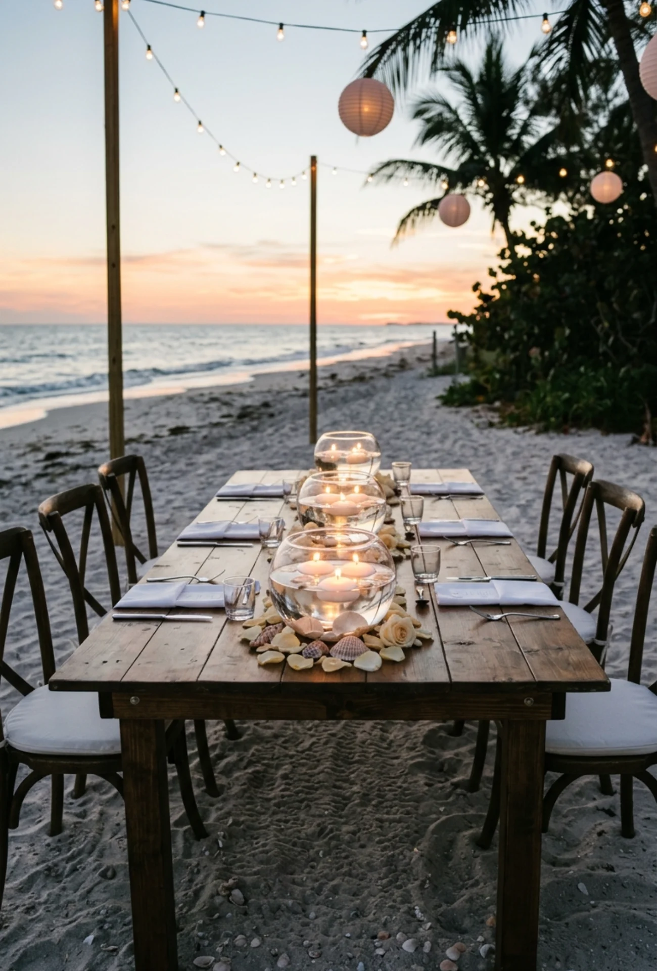 Floating Candle Reception Centerpieces