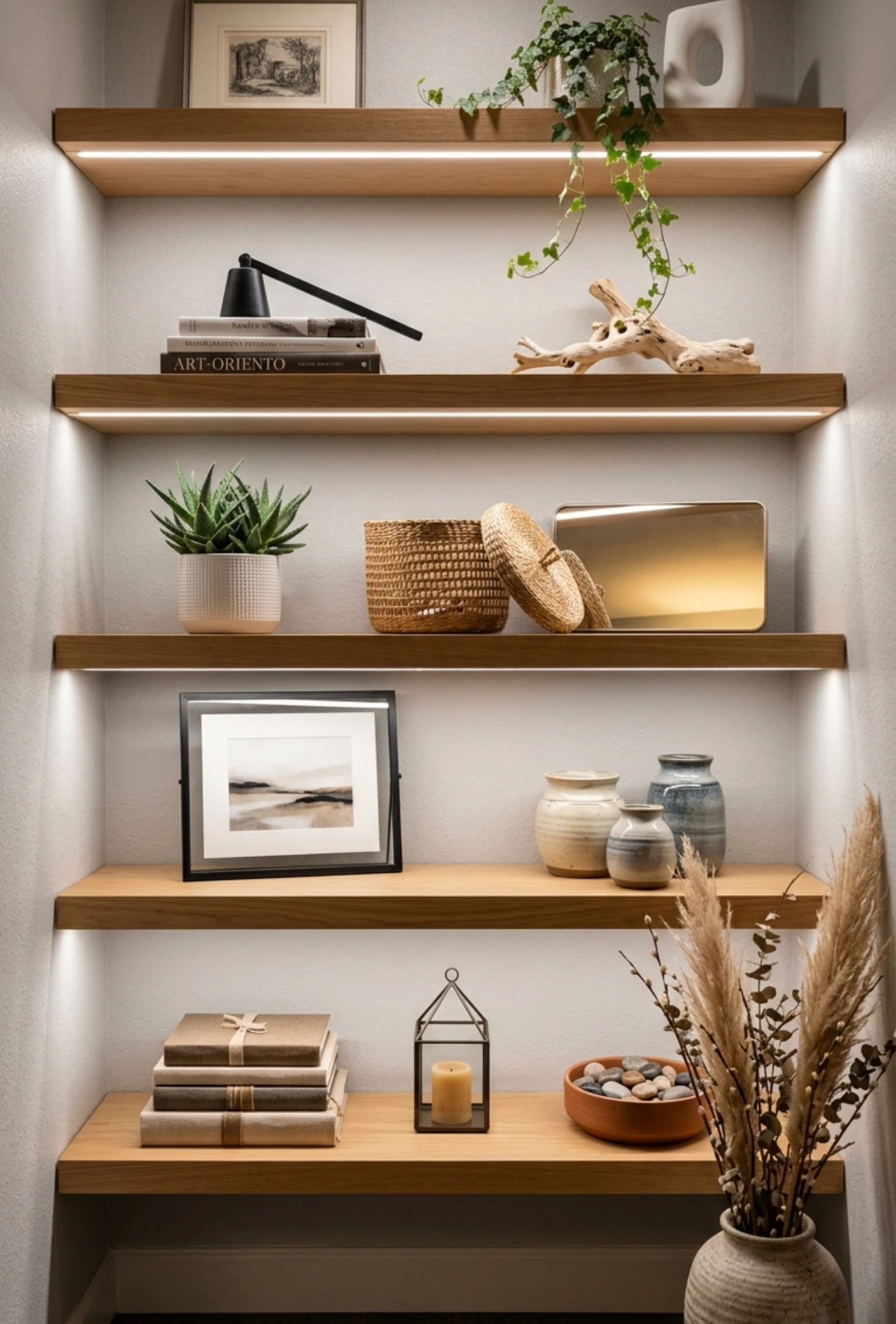 Floating Shelves with Hidden LED Lighting