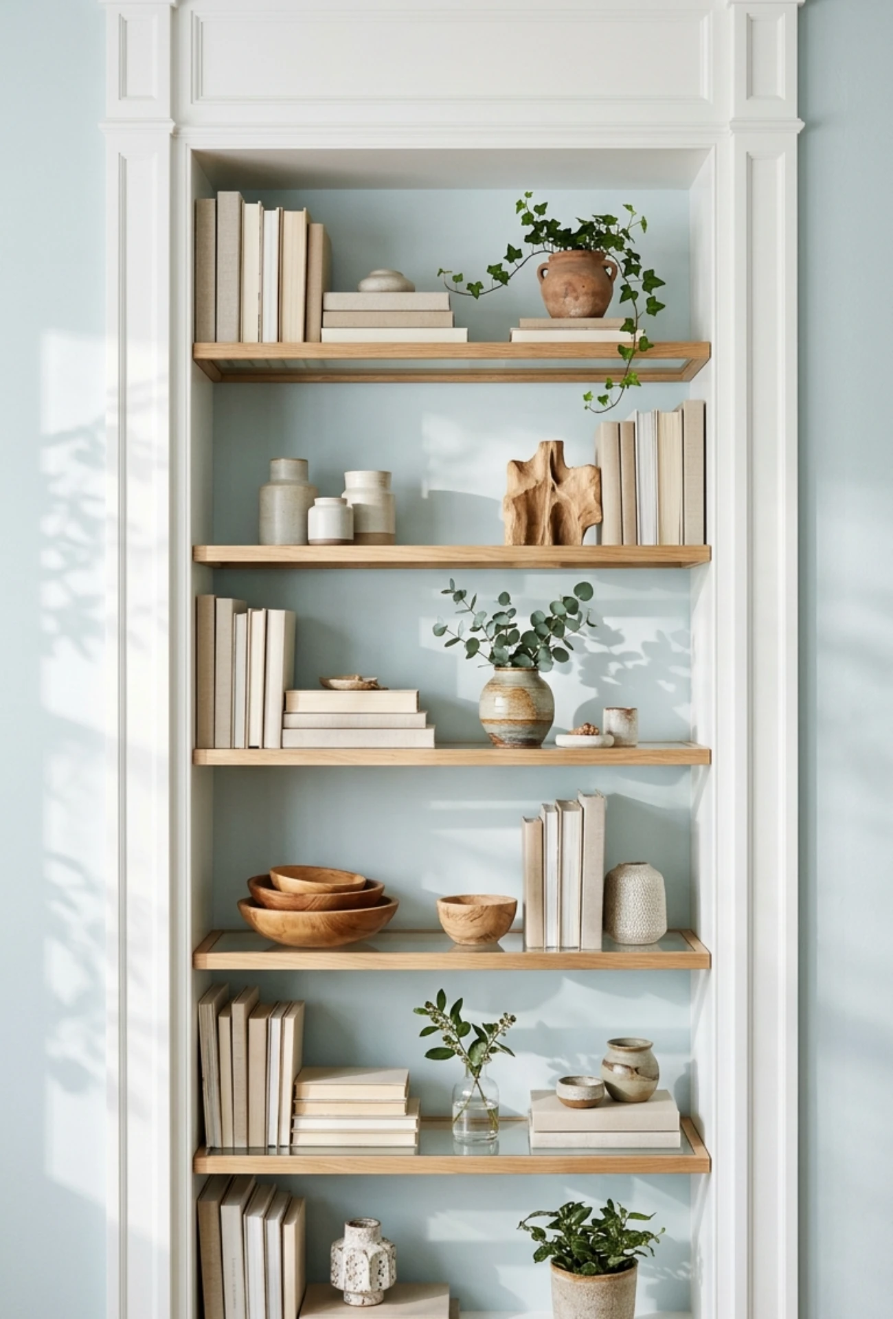 Glass and Wood Bookshelves