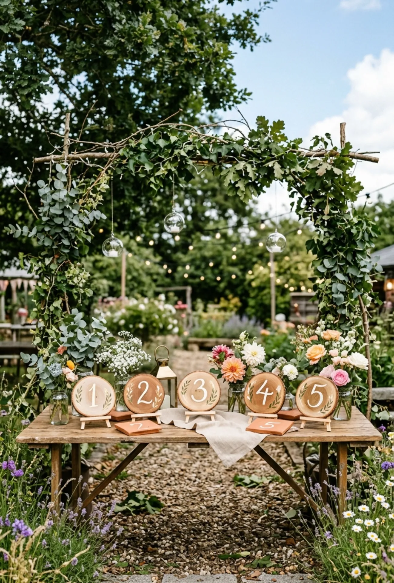 Hand-Painted Table Numbers with Modern Calligraphy