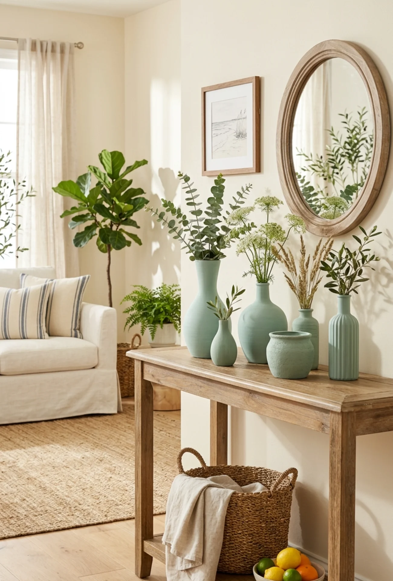 Handmade Sea Green Chiffon Painted Vases