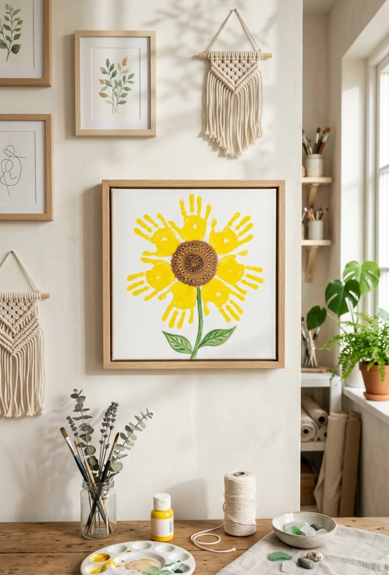 Handprint Sunflower Canvas Art