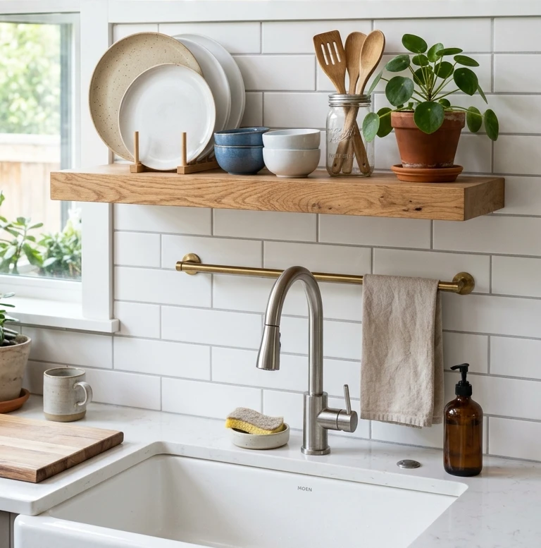Kitchen Shelf Styling Ideas Above the Sink