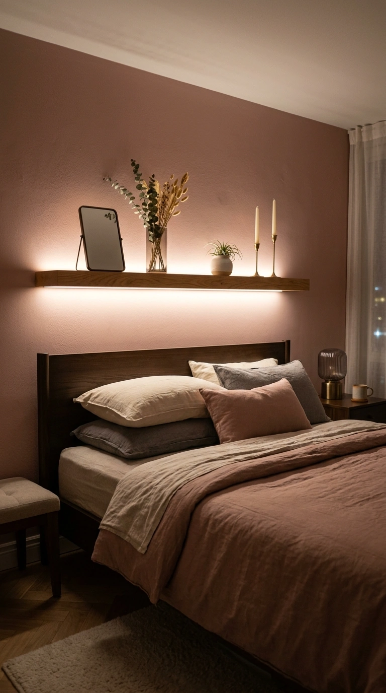 LED Glow Shelf Above the Bed