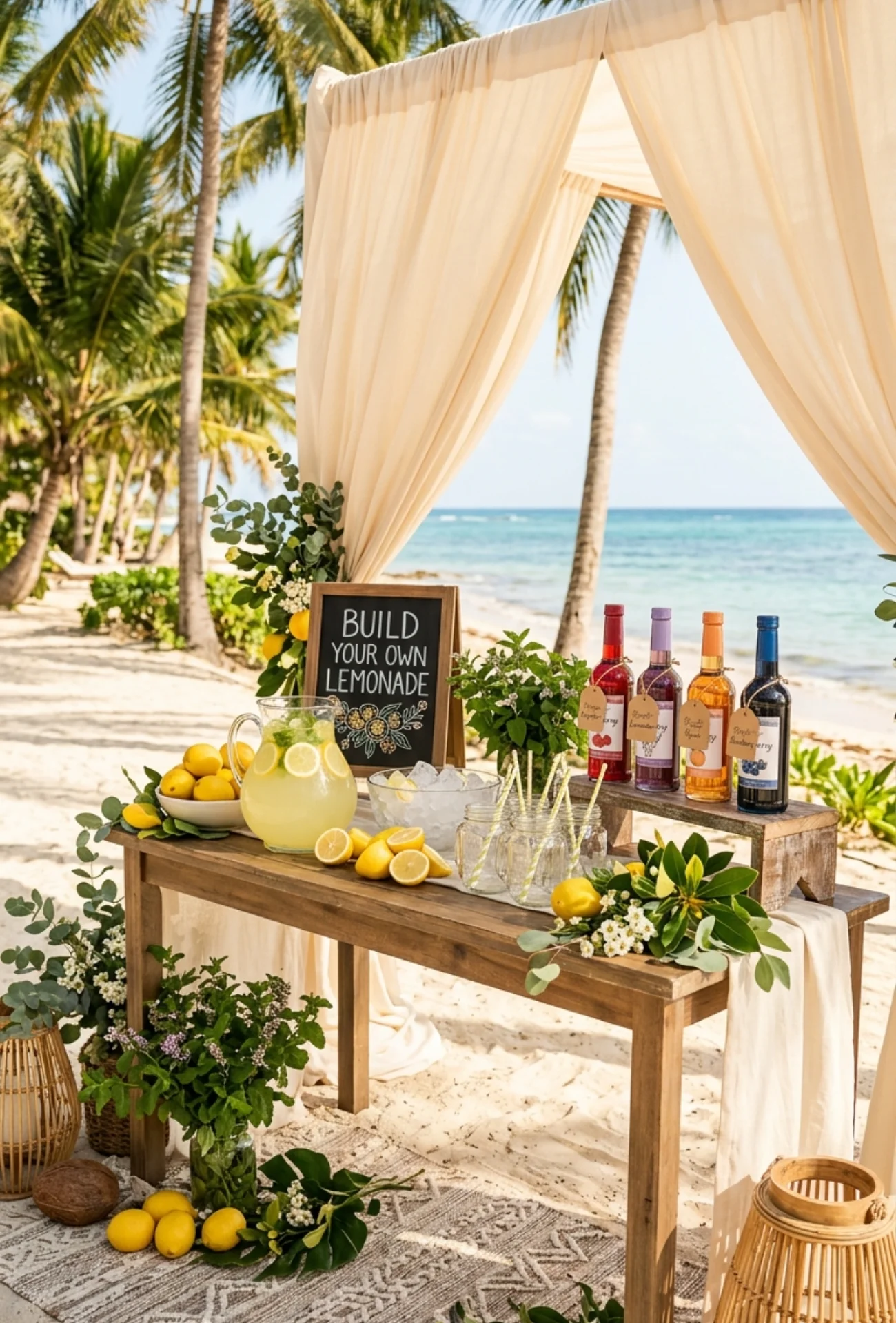Lemonade Bar Setup with DIY Labels