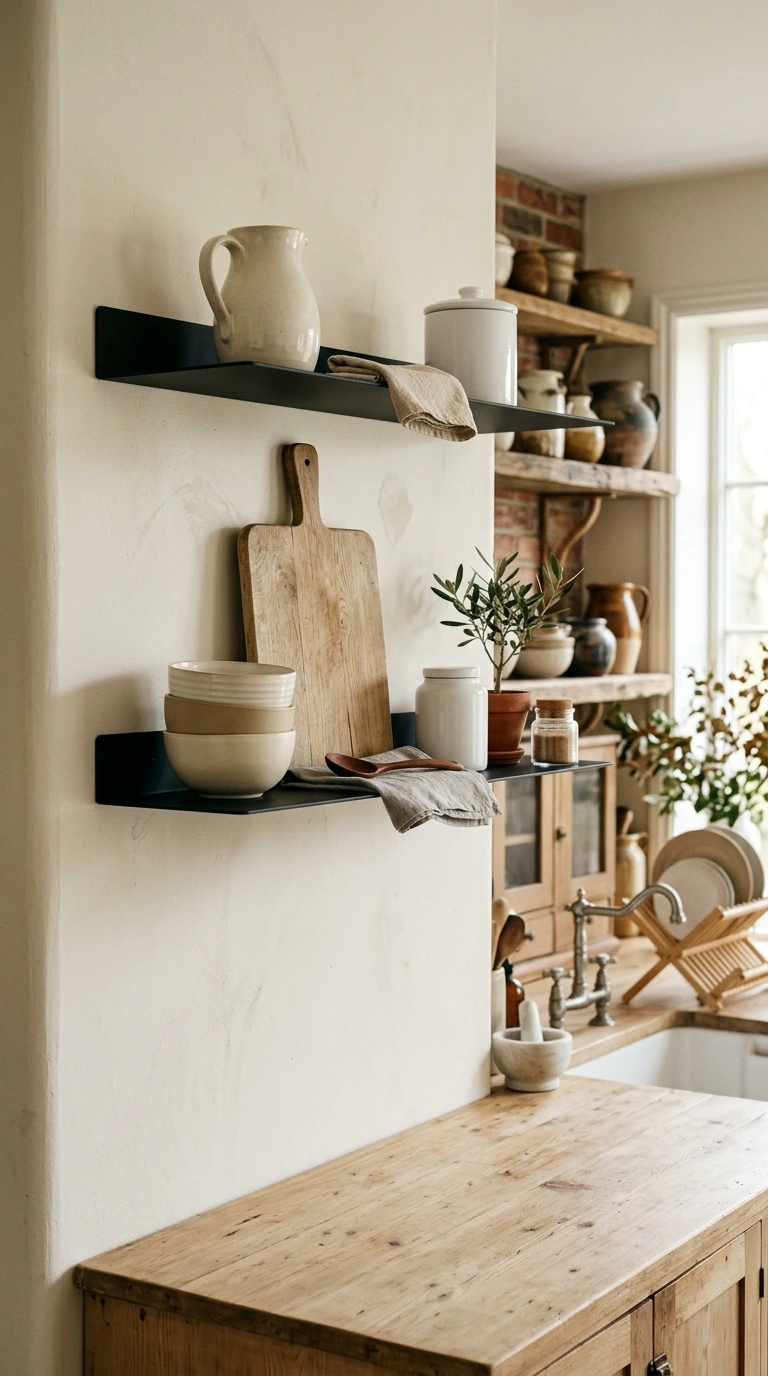 Minimal Black Shelves with Neutrals