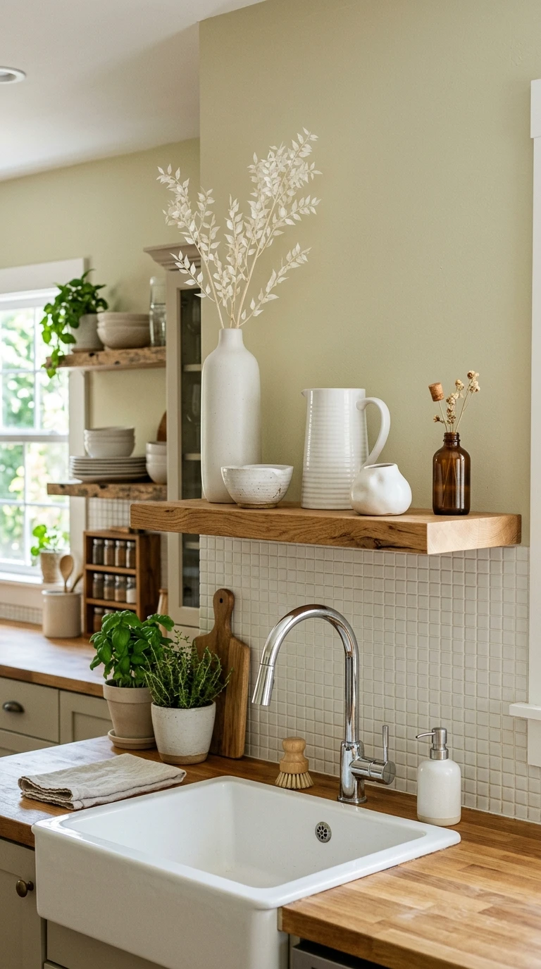 Minimal White Ceramics Styled Above Sink Area