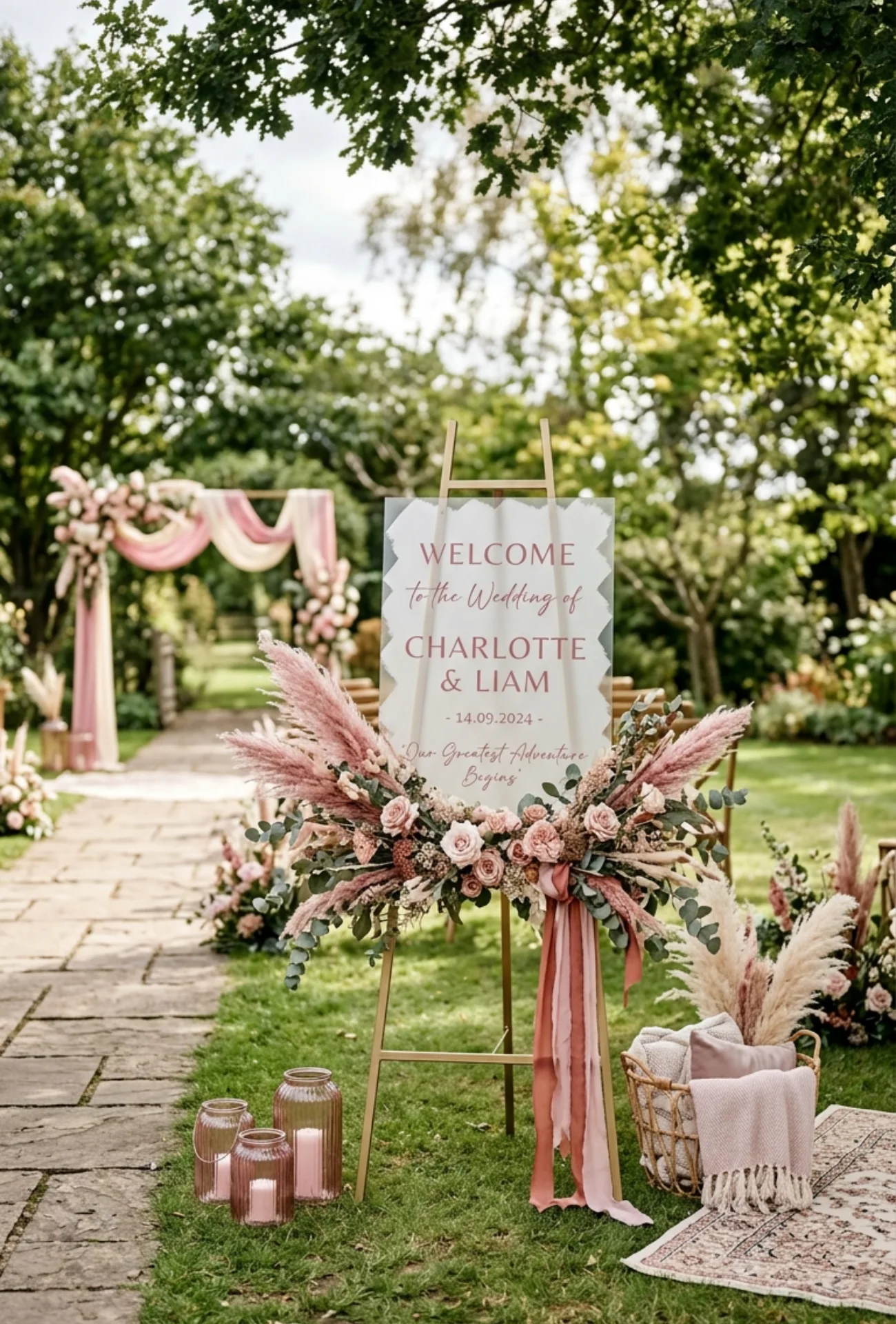 Modern Pink Acrylic Welcome Sign