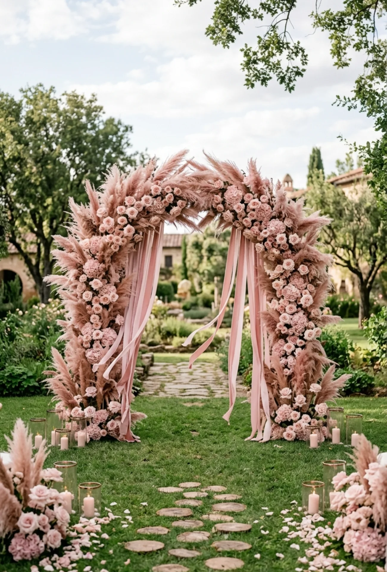 Monochromatic Blush Pink Ceremony Arch