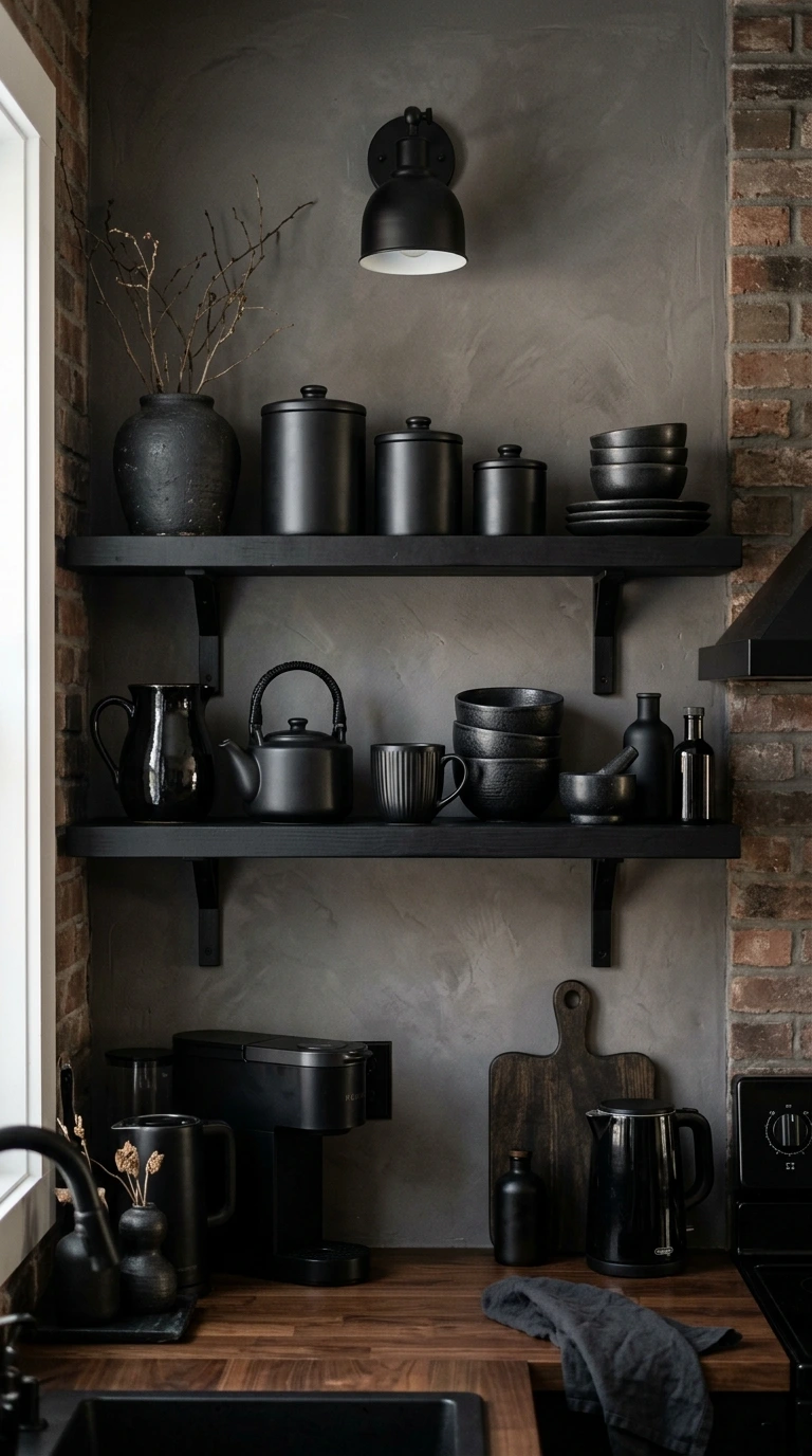 Monochrome Black Floating Shelves
