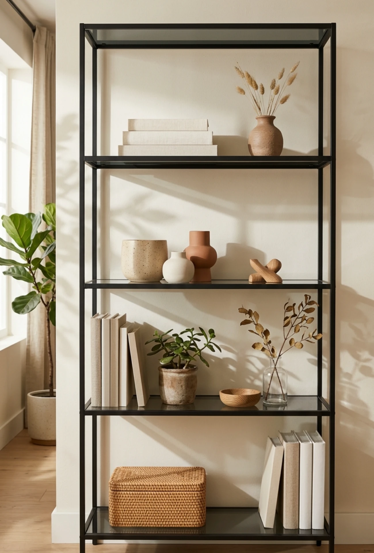 Natural Texture Shelf Arrangements