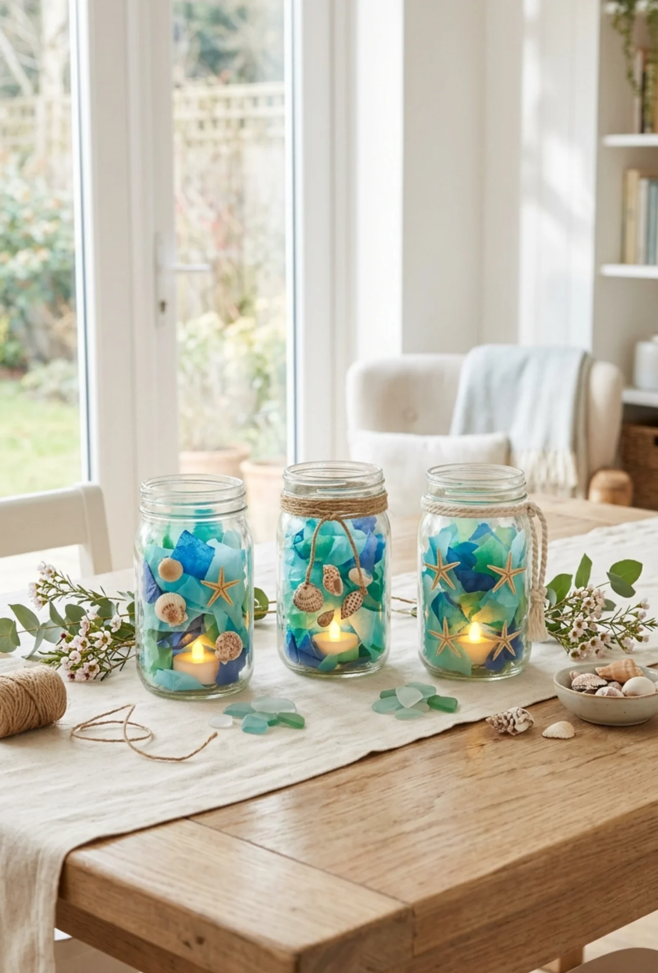 Ocean Inspired Mason Jar Lanterns