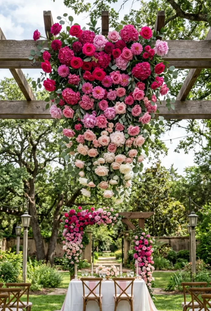Ombre Pink Floral Hanging Installation