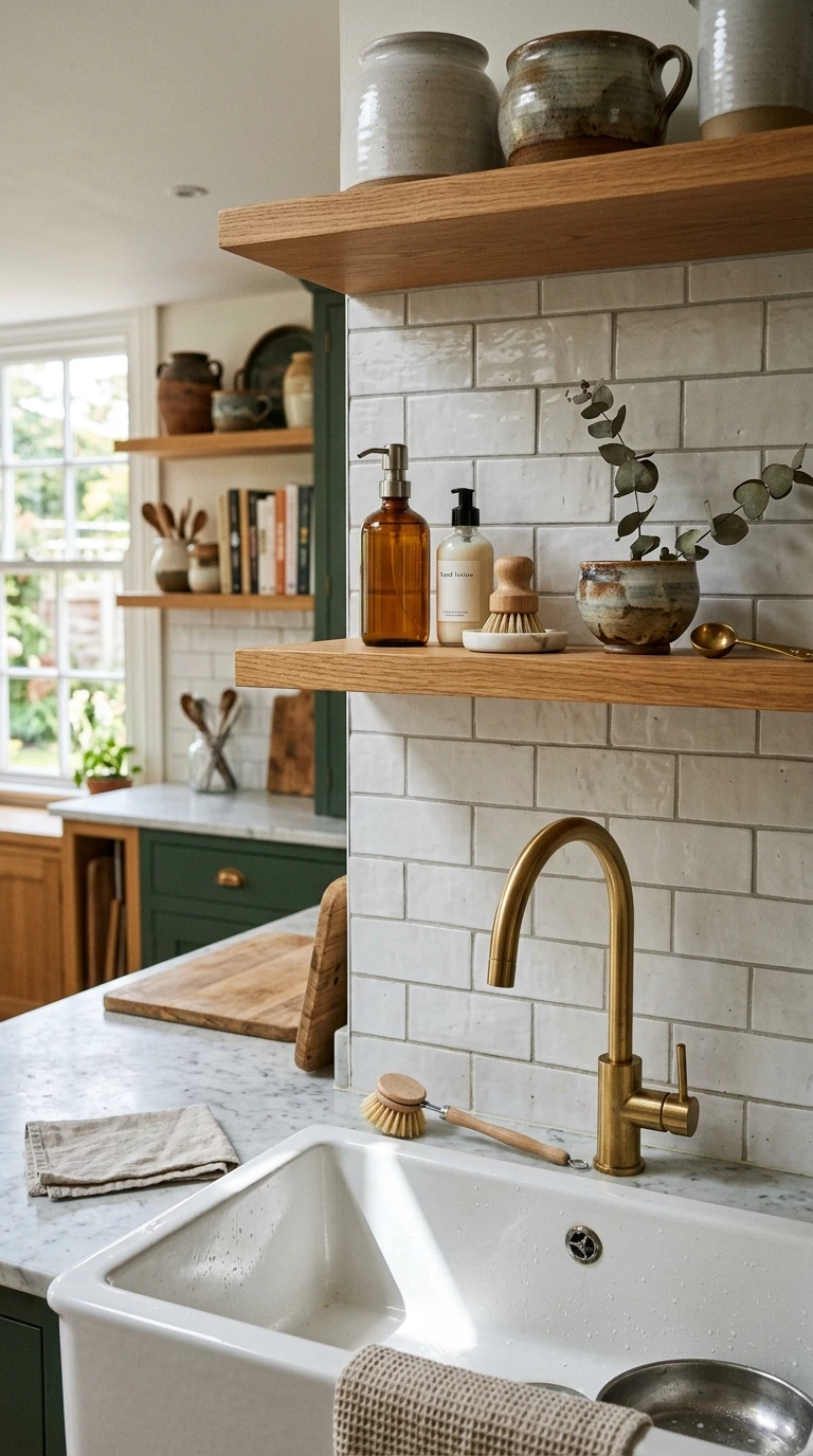 Open Shelf Above Sink for Daily Essentials