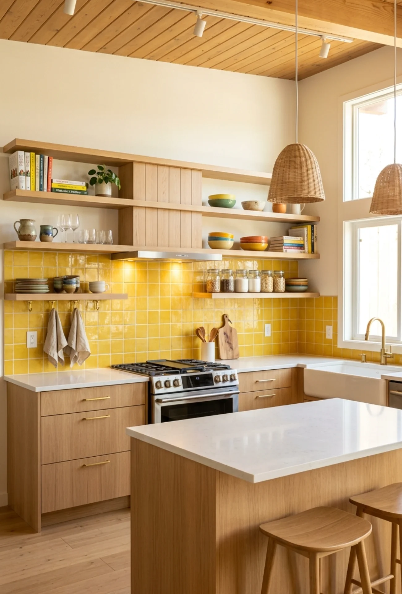 Open Shelving Mixed with Closed Storage