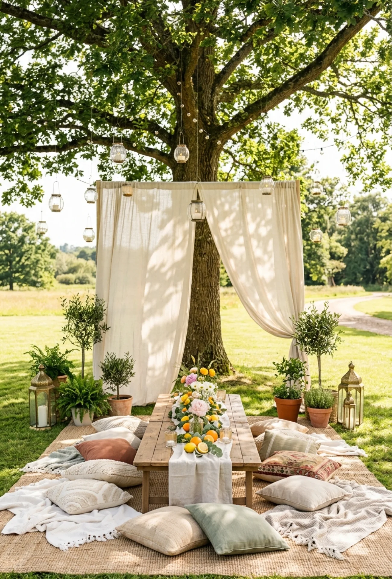 Outdoor Picnic Style Floor Seating Setup