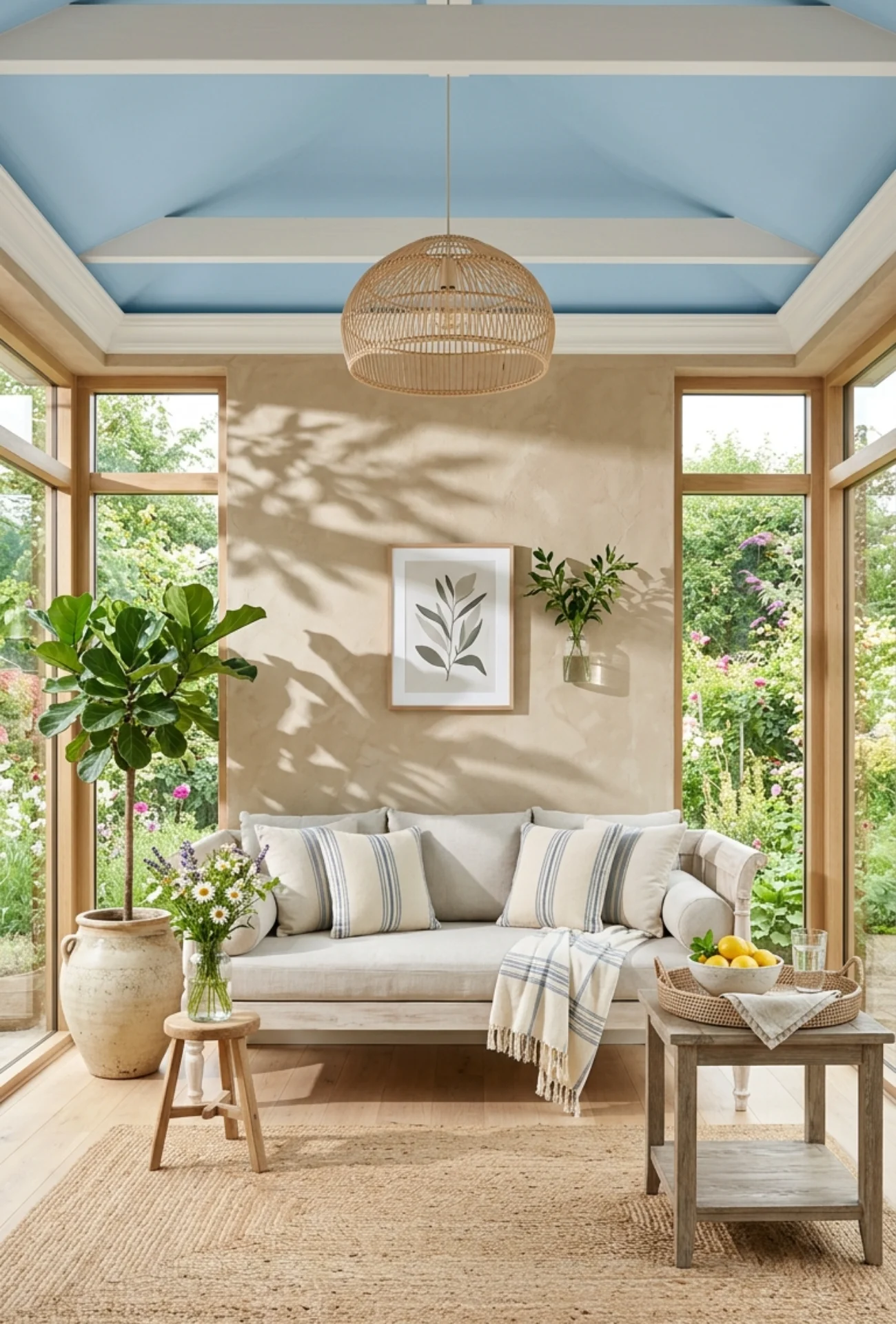 Painted Ceiling in a Soft Sky Blue