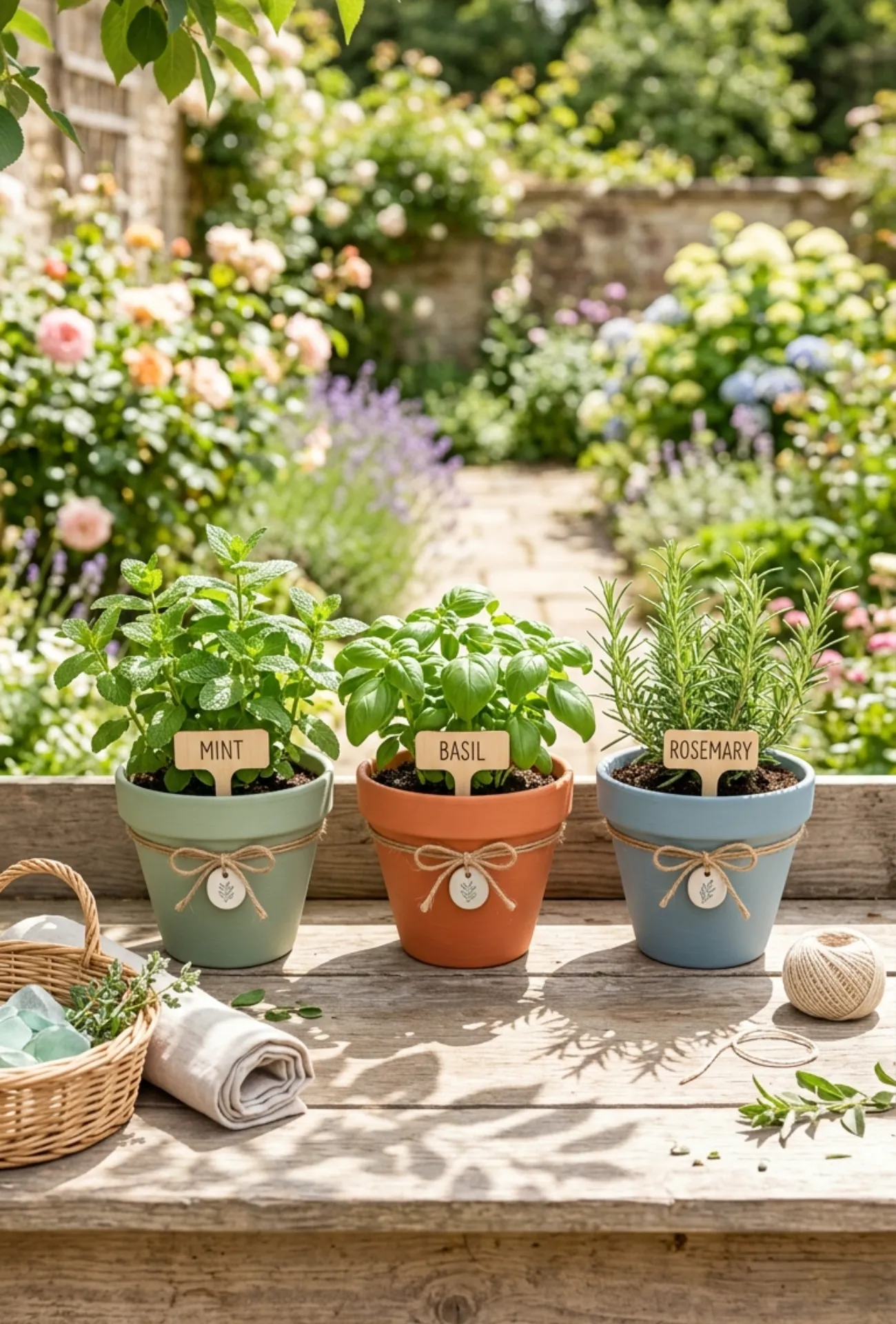 Painted Clay Pot Herb Garden