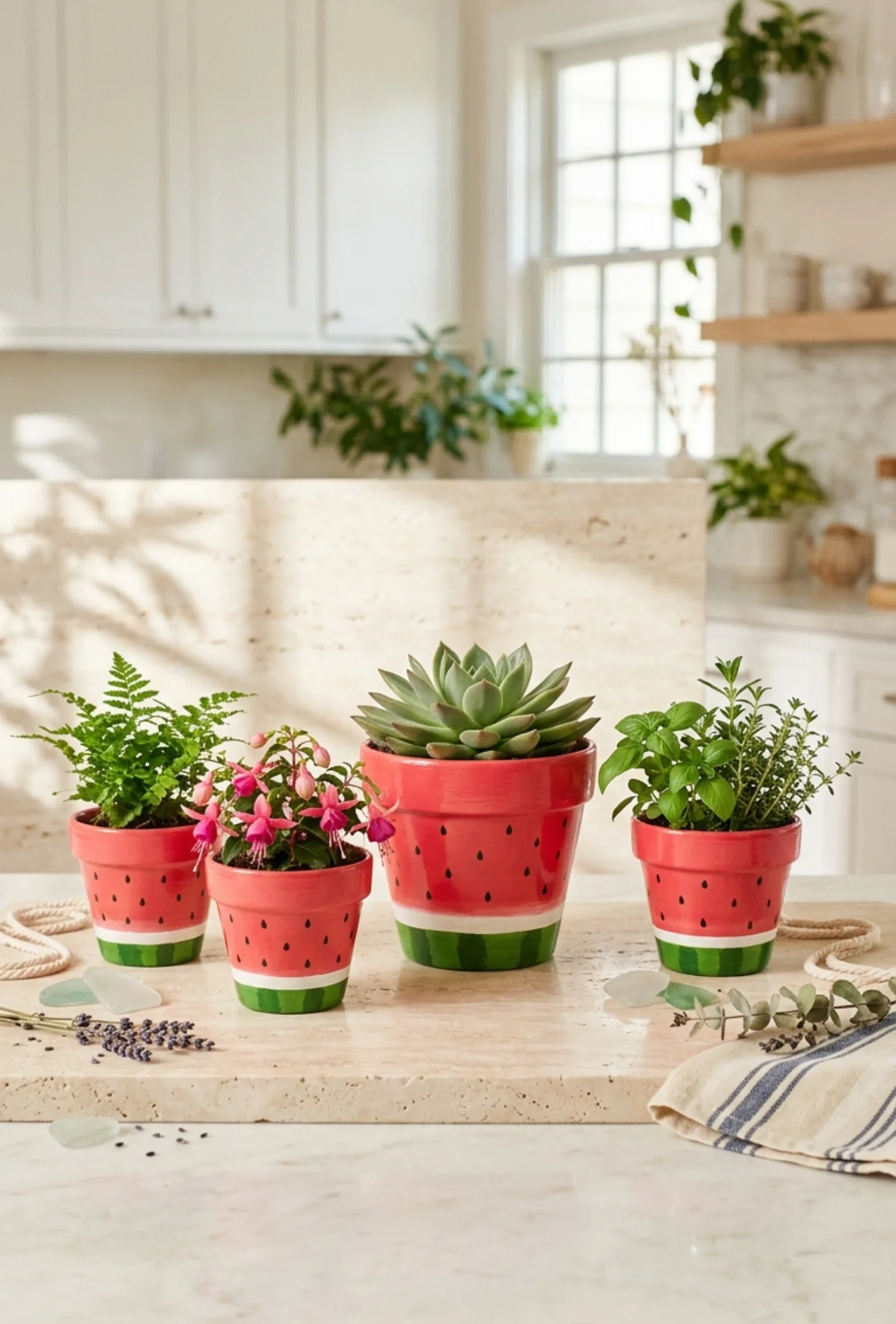 Painted Watermelon Flower Pots