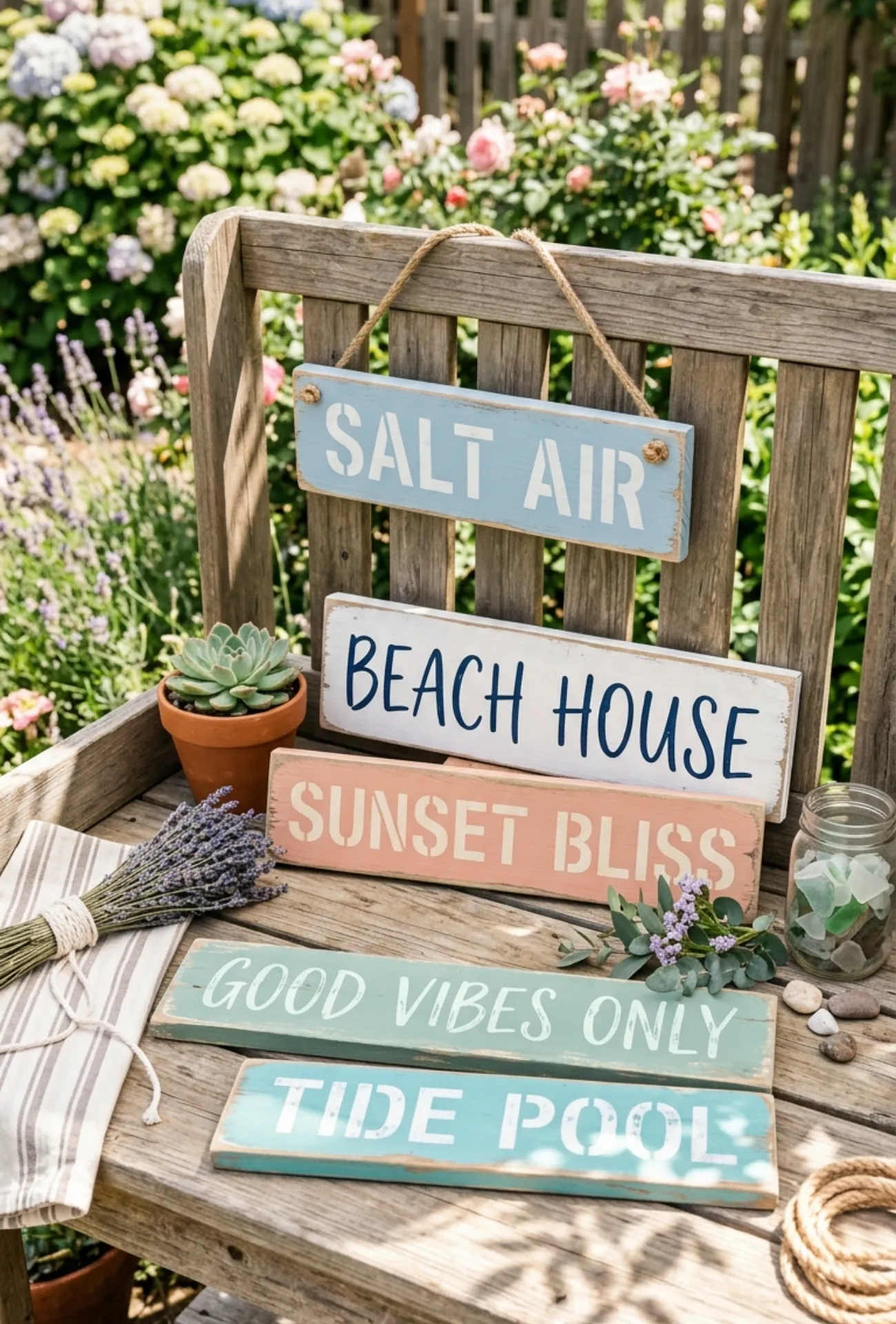 Painted Wooden Beach House Signs