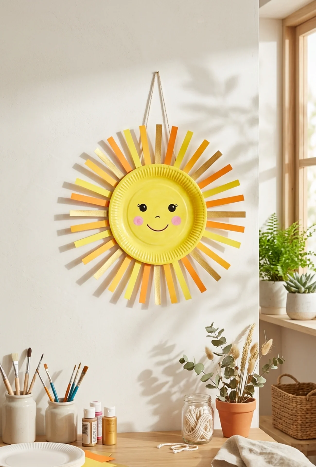 Paper Plate Sunshine Wall Decor